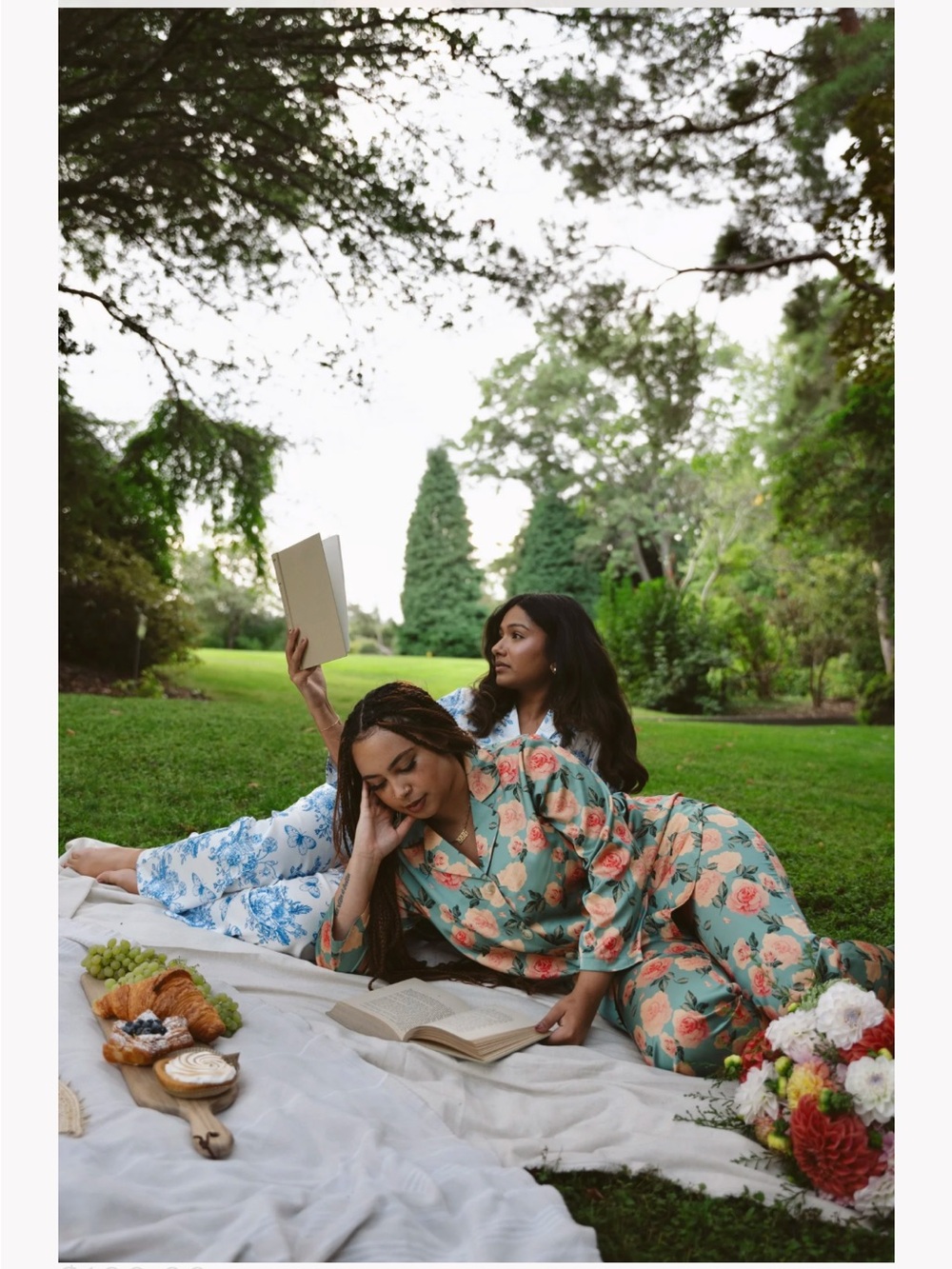 Silkin 100% silk pajamas long sleeve + pants, floral pattern